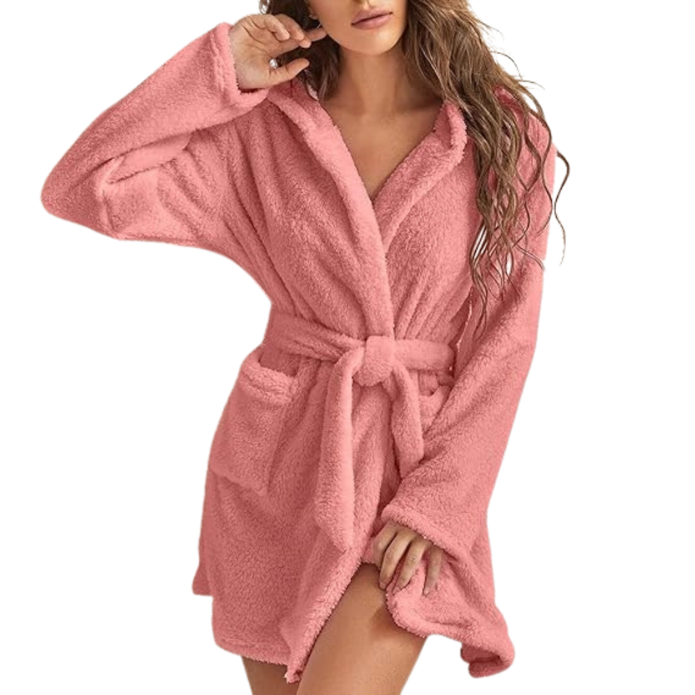 Fleece Badjas met Capuchon en Tailleband voor Dames – Zacht en Warm Ochtendjas voor Ultiem Comfort