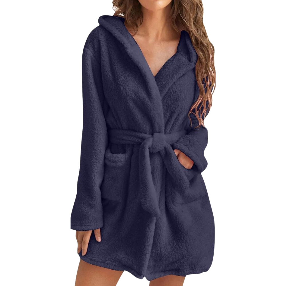 Fleece Badjas met Capuchon en Tailleband voor Dames – Zacht en Warm Ochtendjas voor Ultiem Comfort