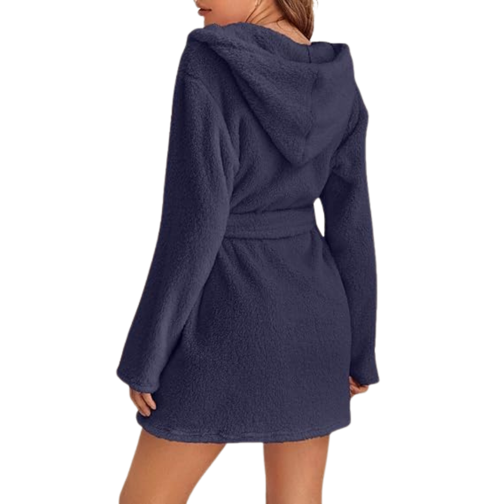 Fleece Badjas met Capuchon en Tailleband voor Dames – Zacht en Warm Ochtendjas voor Ultiem Comfort