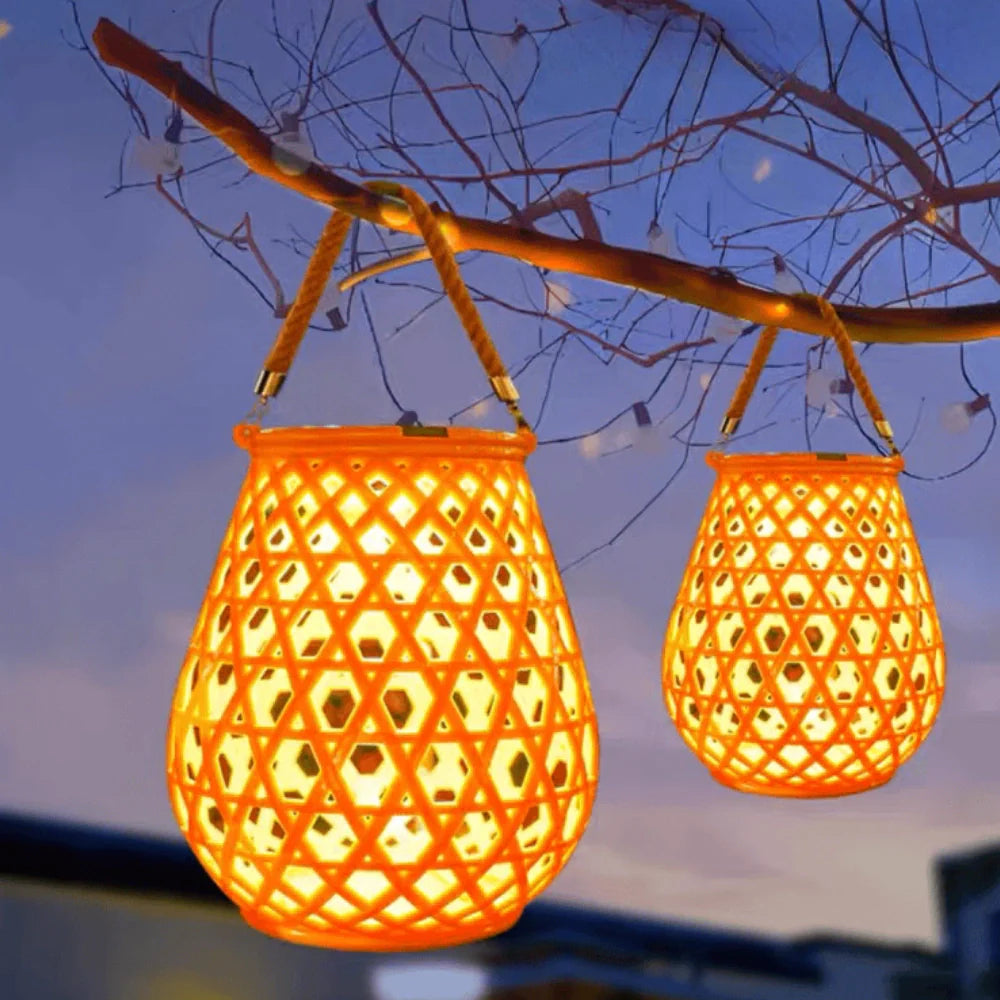 Zonne-energie Geweven Lantaarn met Automatische Sensor – Weerbestendig en Elegant voor Binnen en Buitenverlichting