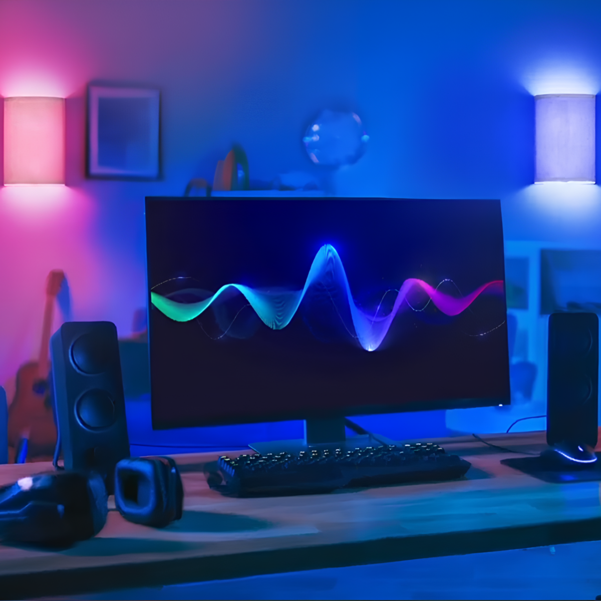 Linnen Gloed Wandlamp met Afstandsbediening en Dimbare Verlichting – Draadloze Muurlamp voor Binnen met 13 Kleuren