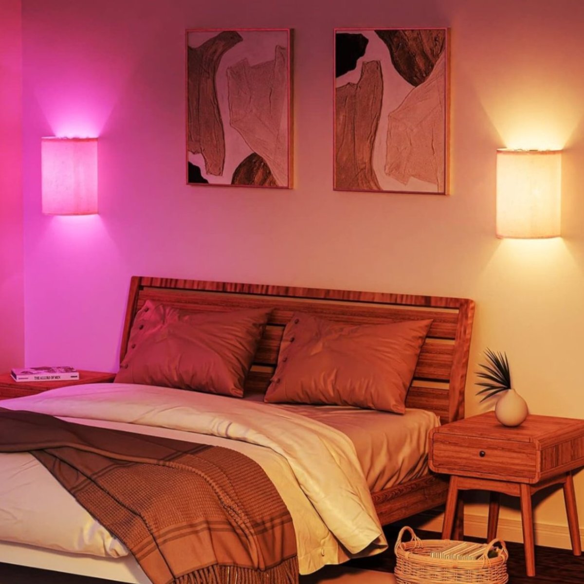 Linnen Gloed Wandlamp met Afstandsbediening en Dimbare Verlichting – Draadloze Muurlamp voor Binnen met 13 Kleuren