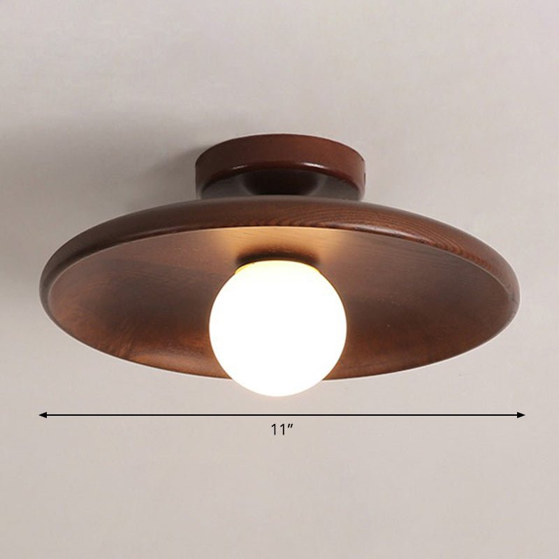 Moderne Ondiepe Komvormige Plafondlamp - LED Plafonniere met Houten Afwerking voor Sfeervolle Verlichting