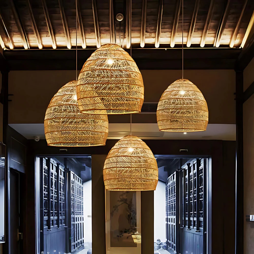 Handgemaakte Rotan Hanglamp voor Eettafel