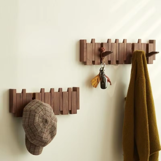 Le Hall | Houten Pianotoets Wandkapstok met Intrekbare Haken