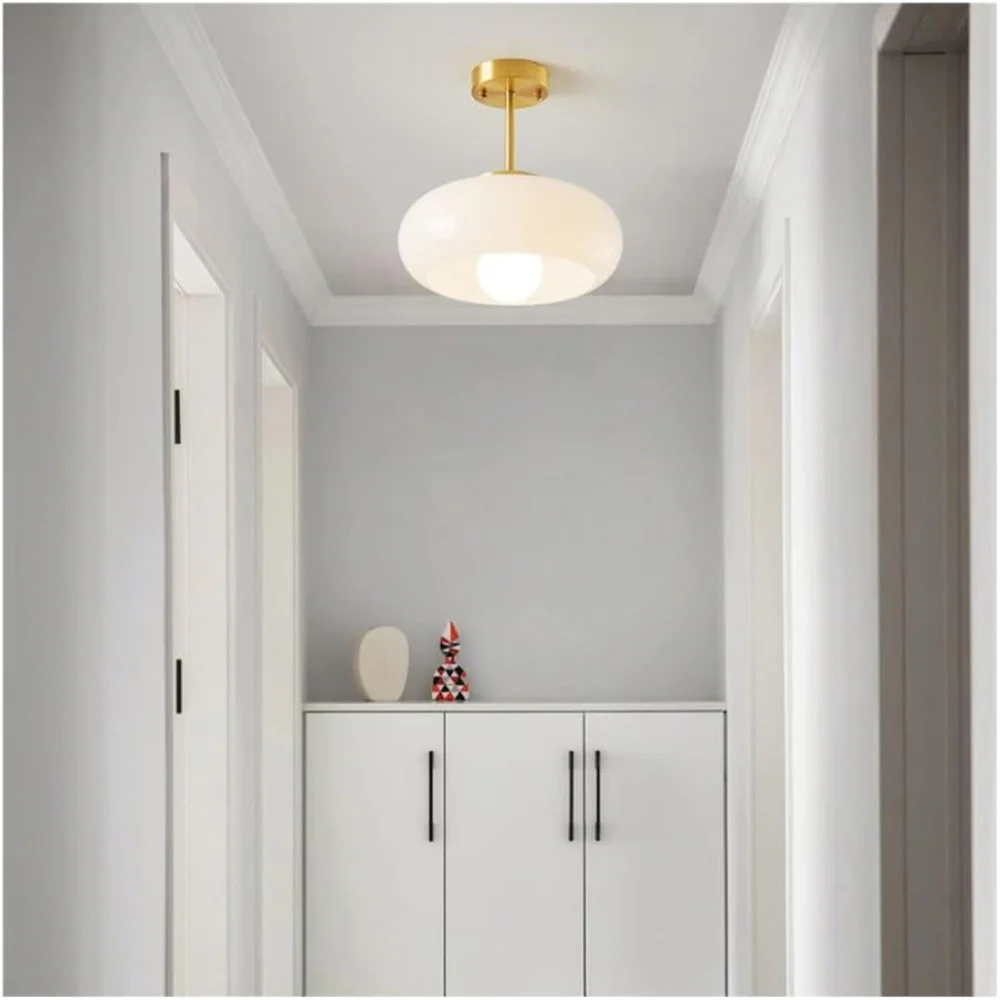 Scandinavische plafondlamp van Hoogwaardige Messing en Glas