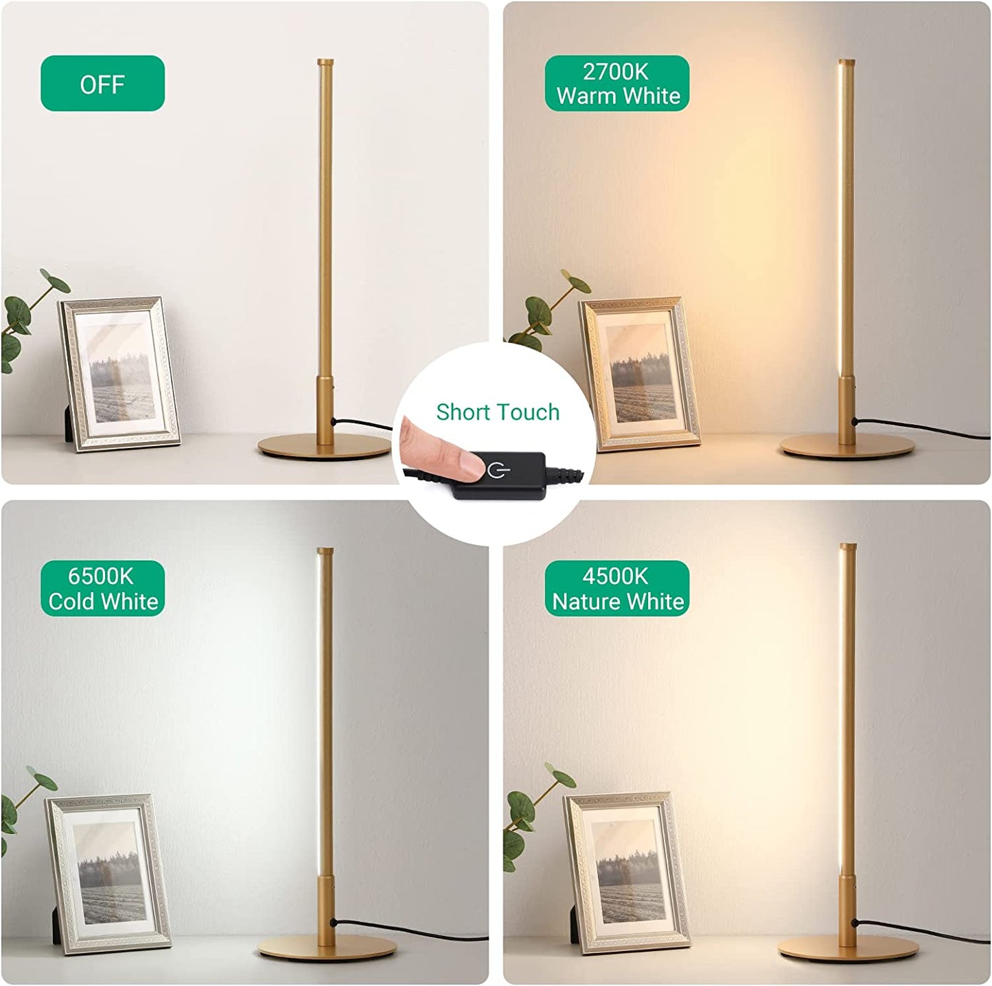 Minimalistische Gouden Tafellamp met Dimbare LED en Aanraakschakelaar – Stijlvolle Interieurverlichting voor Elke Ruimte