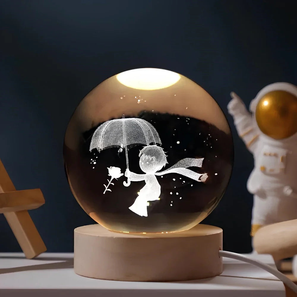 3D Kristallamp met Ruimtescènes – Magische Nachtlamp voor Sfeervolle Verlichting 14