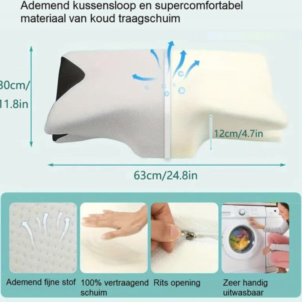 Orthopedisch Kussen van Traagschuim voor Nek- en Rugpijn – Ergonomisch en Hypoallergeen voor Alle Slaaphoudingen