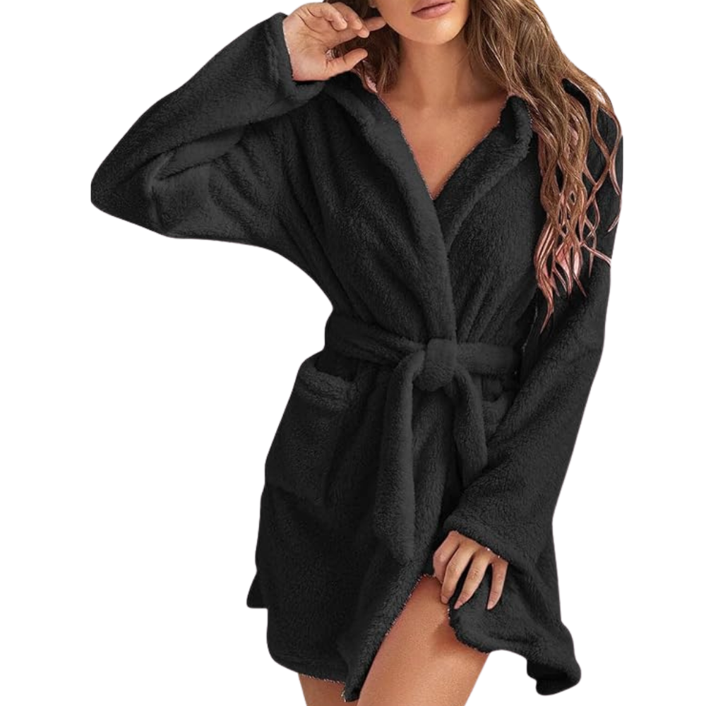 Fleece Badjas met Capuchon en Tailleband voor Dames – Zacht en Warm Ochtendjas voor Ultiem Comfort