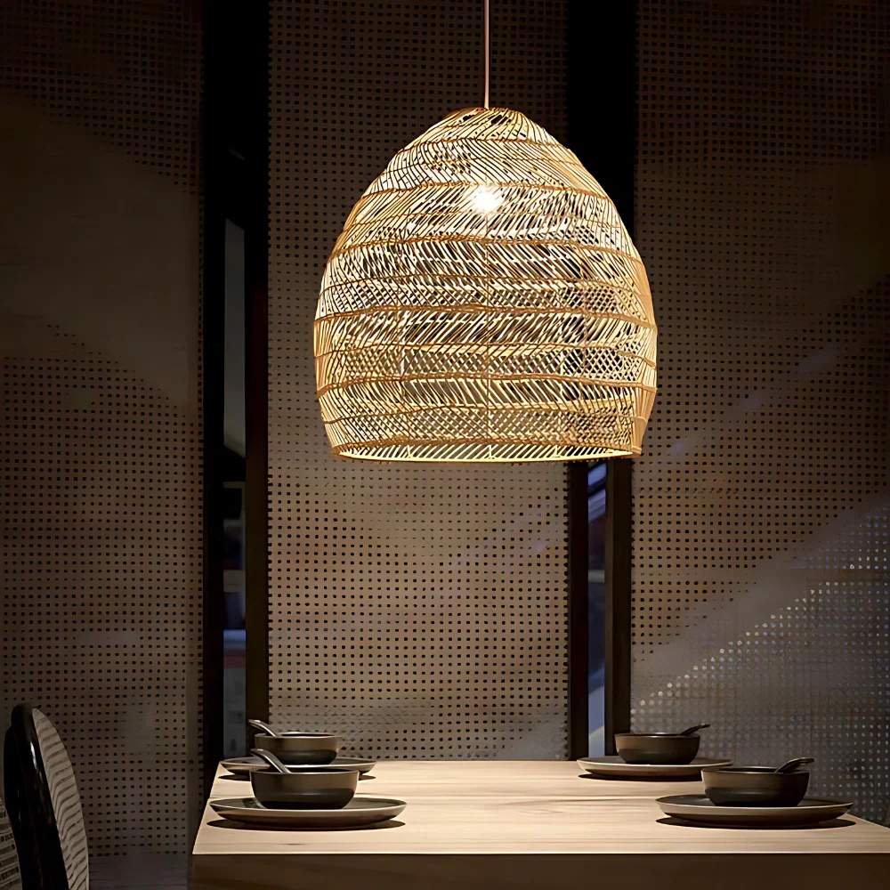 Handgemaakte Rotan Hanglamp voor Eettafel