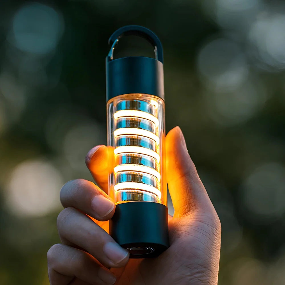 Draagbare Oplaadbare Buitenlamp met Verstelbare Statief en Verwisselbare Lampenkappen – Ideaal voor Kamperen en Wandelen