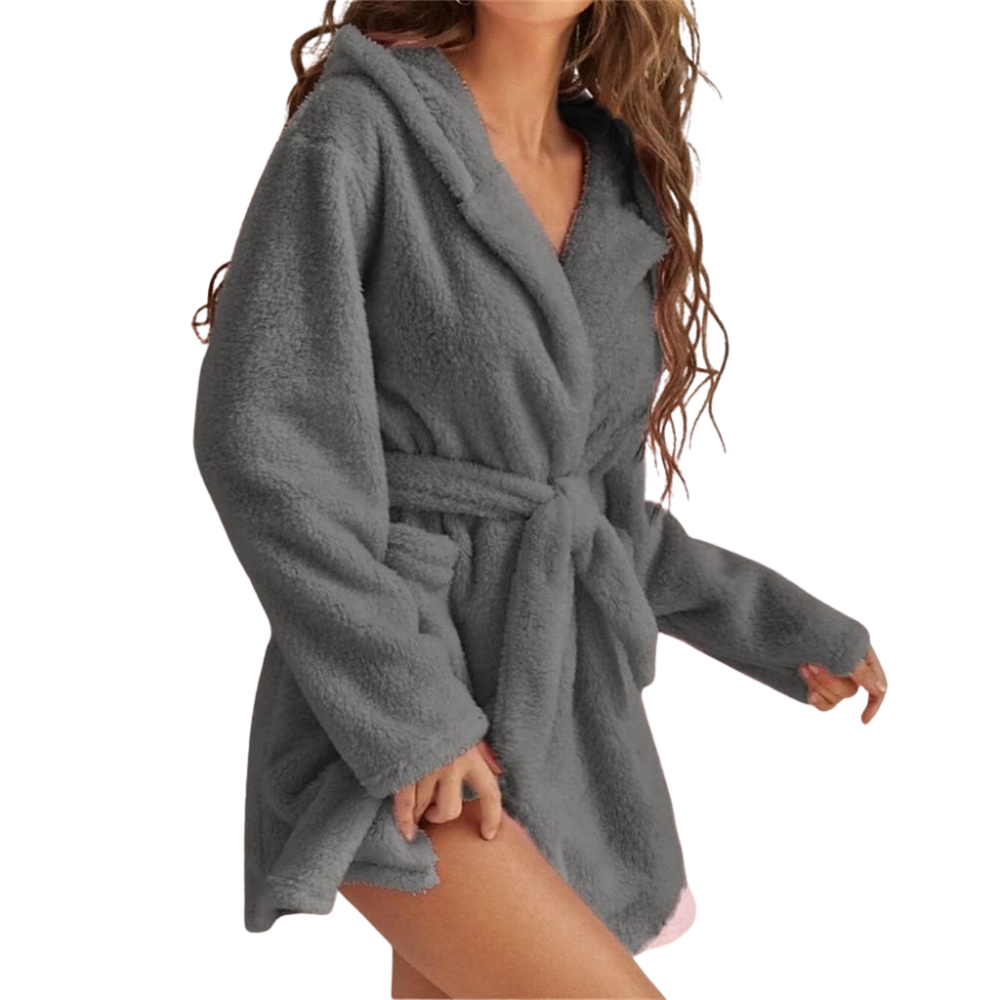 Fleece Badjas met Capuchon en Tailleband voor Dames – Zacht en Warm Ochtendjas voor Ultiem Comfort