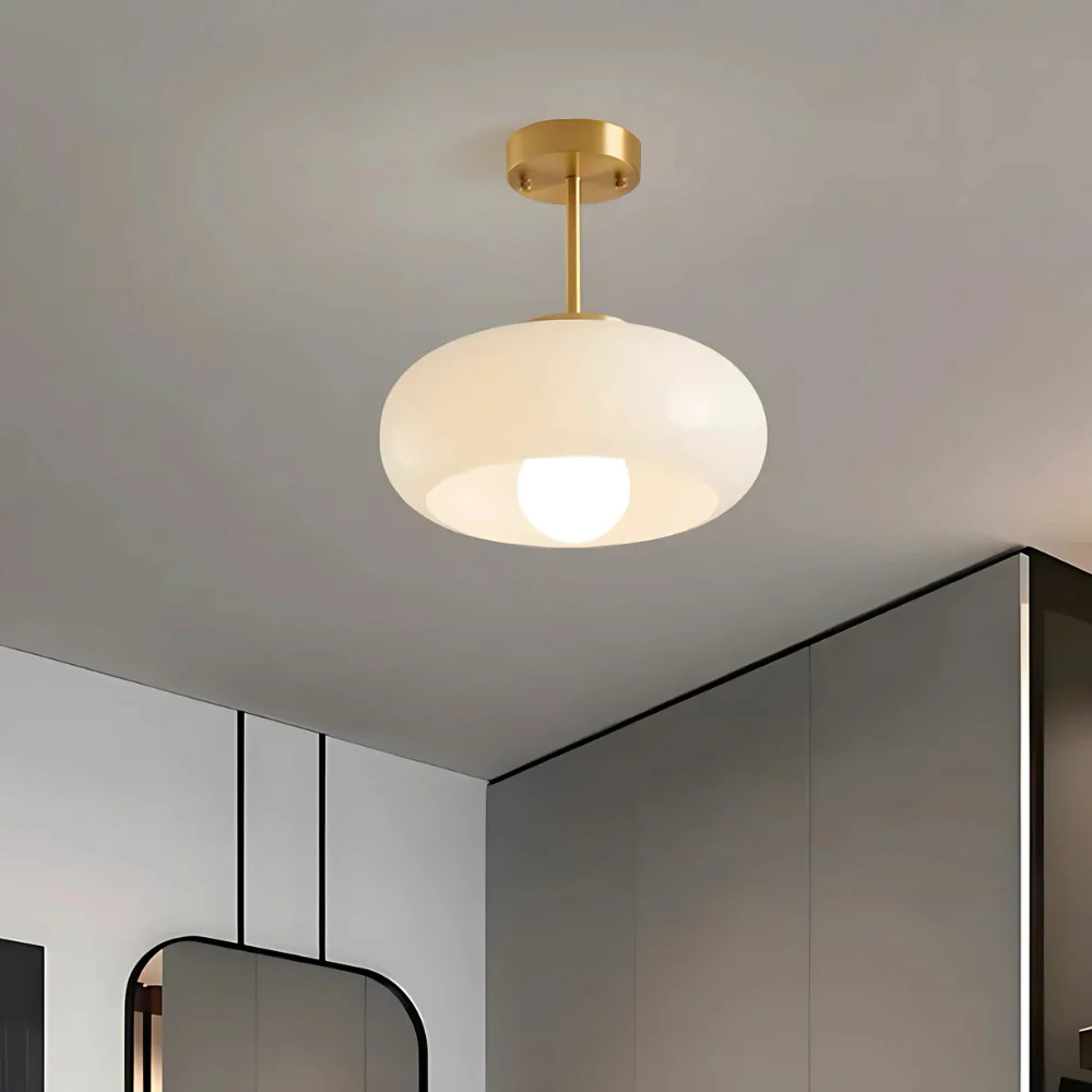 Scandinavische plafondlamp van Hoogwaardige Messing en Glas