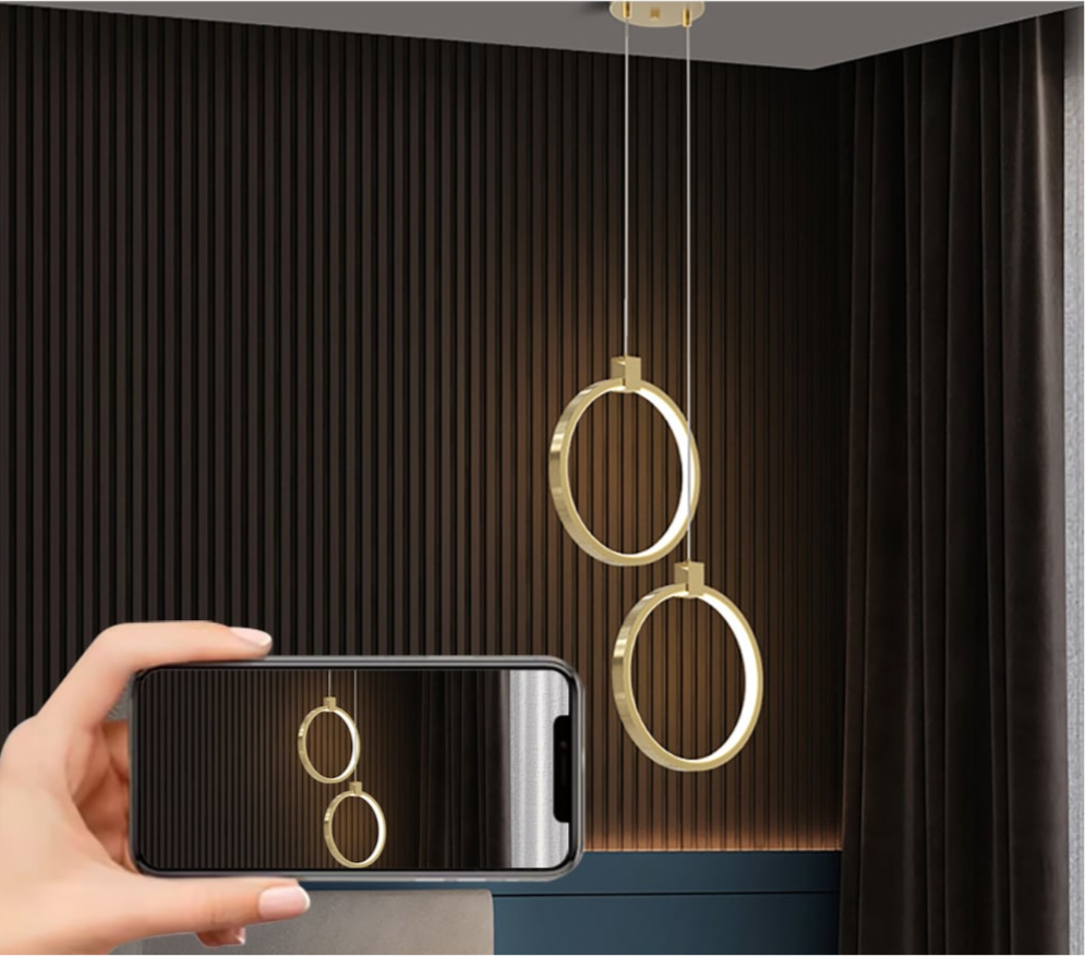 2-Lichts Hanglamp in Goud Messing voor Eettafel en Woonkamer – Moderne Cirkelvorm met Verstelbare Ophanglengte
