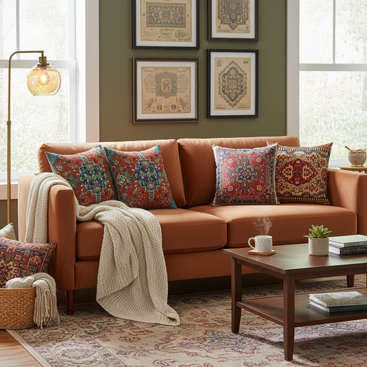 Kilim Kussenhoes 45x45 cm van Kort Pluche – Uniek Patroon voor Stijlvol Interieur