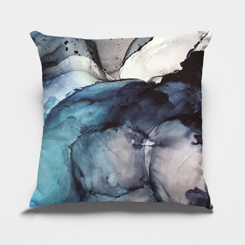 Abstract Blauw Kussenhoes 45x45 cm – Duurzaam Pluche met Verborgen Ritssluiting, Machinewasbaar en Milieuvriendelijk 2