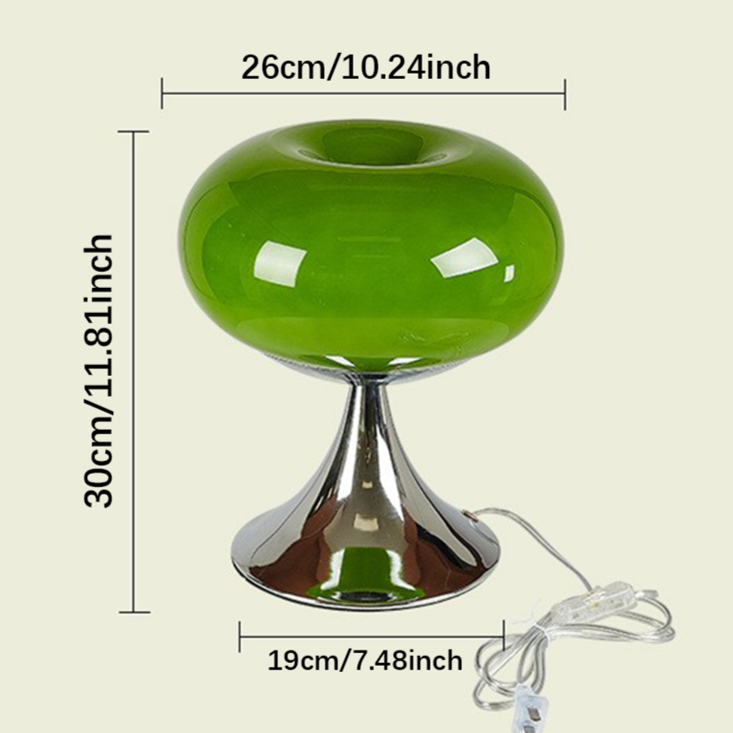 Antieke Tafellamp met Appelvorm en Vintage Charme – Witte en Groene Glazen Afwerking 8