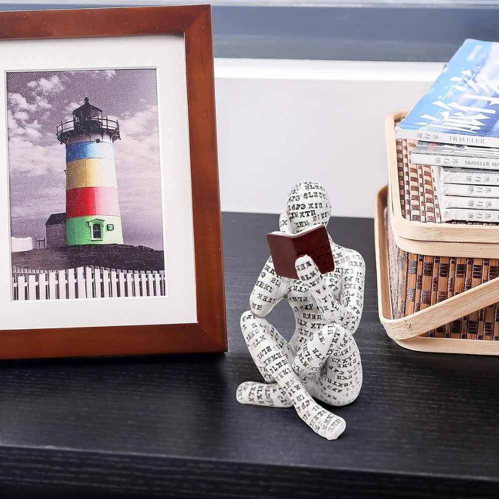 Boekworm Sculptuur – Uniek Decoratief Beeld voor Boekliefhebbers, Hoogwaardige Hars, 20 cm, Groen en Bruin 3