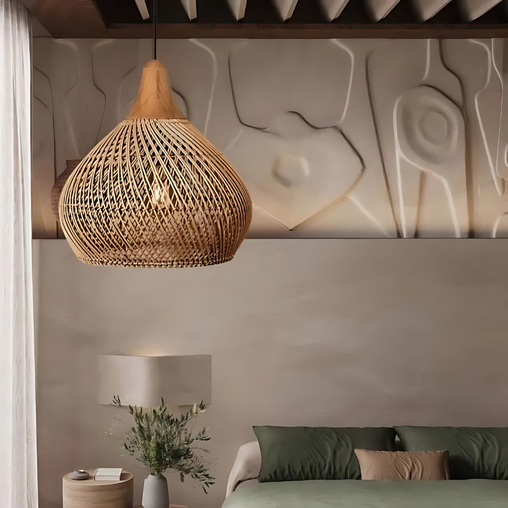 Boho Rieten Hanglamp – Handgemaakt, Uniek Ontwerp voor Woonkamer, Eetkamer en Slaapkamer met Warm Ambient Licht 2