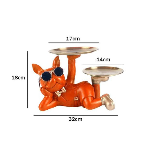 Bulldog Butler Opberg Ornament van Hars – Decoratieve Woondecoratie en Functionele Accessoires voor Sleutels en Sieraden 1