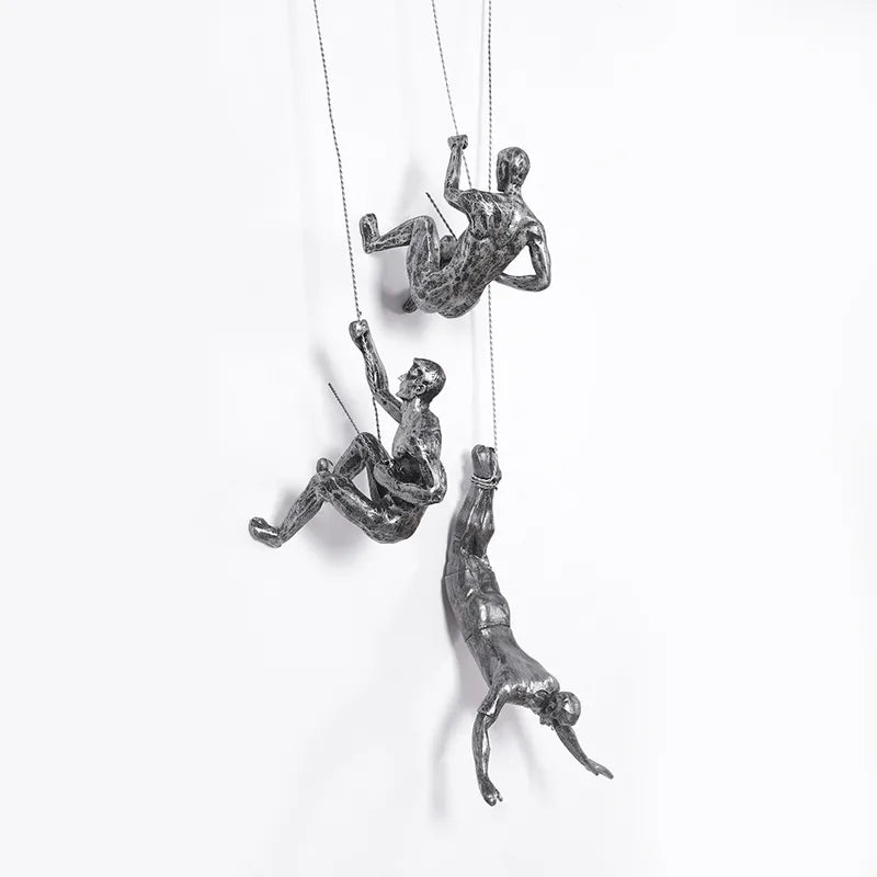 Creatieve Muurdecoratie Set - Drie-delige Sculptuur in Zilver en Koper voor Wanddecoratie Woonkamer 0
