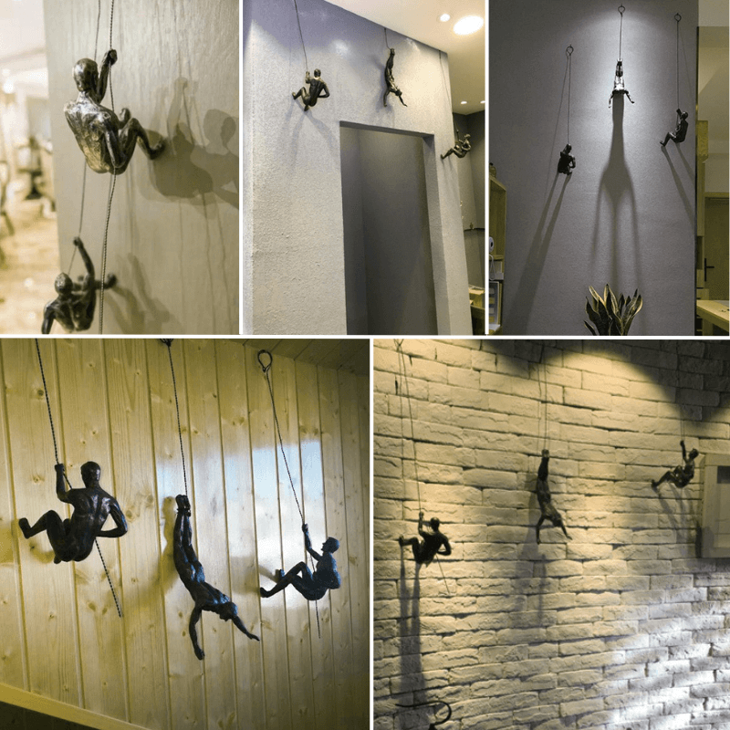 Creatieve Muurdecoratie Set - Drie-delige Sculptuur in Zilver en Koper voor Wanddecoratie Woonkamer 4