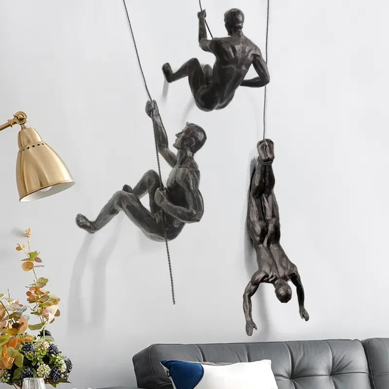 Creatieve Muurdecoratie Set - Drie-delige Sculptuur in Zilver en Koper voor Wanddecoratie Woonkamer 5