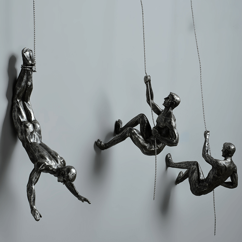 Creatieve Muurdecoratie Set - Drie-delige Sculptuur in Zilver en Koper voor Wanddecoratie Woonkamer 9