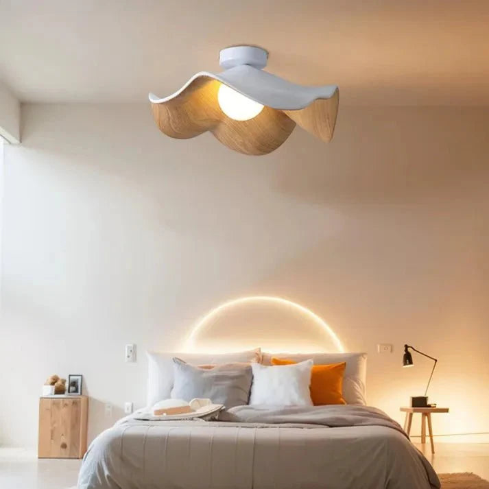 Scandinavische Houten Plafondlamp – Sfeervol Design voor Slaapkamer en Woonkamer, D28cm of D40cm