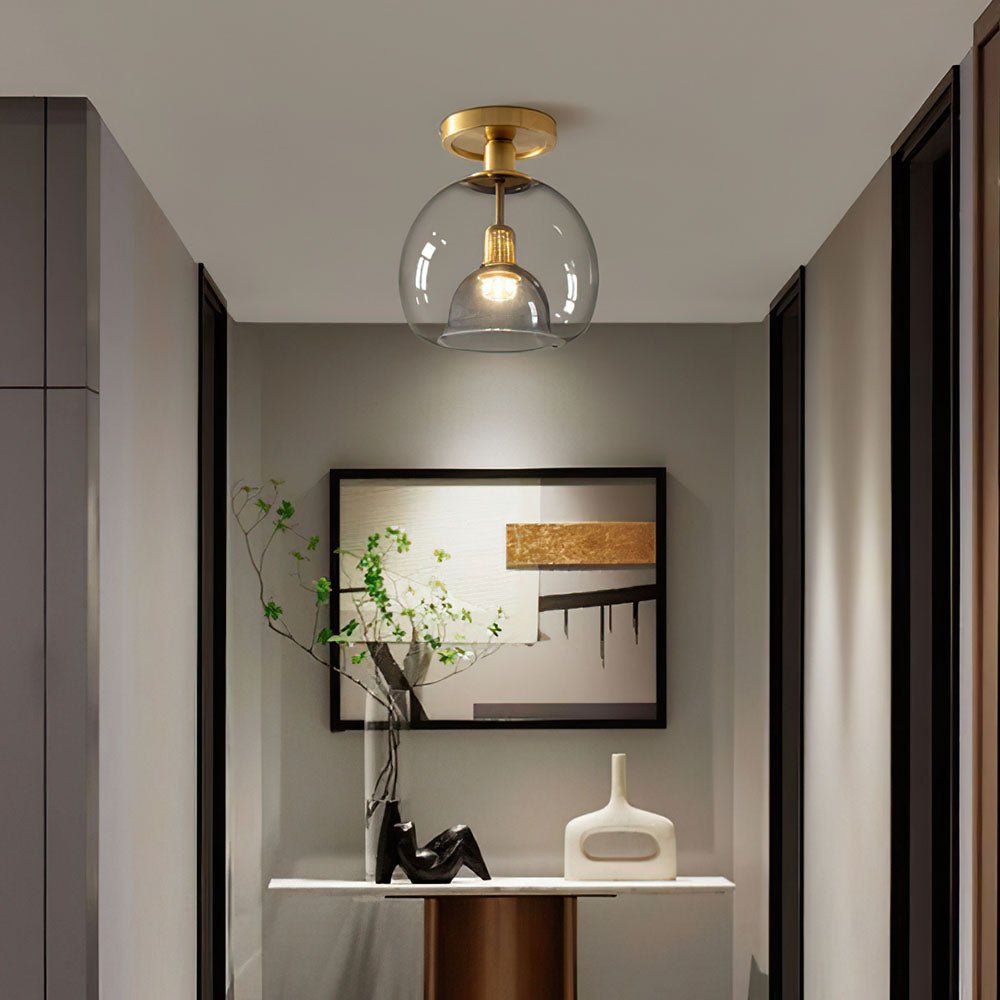 Moderne Grijze Plafondlamp van Glas – Minimalistische Plafonniere voor Elegante Verlichting met E27 Fitting