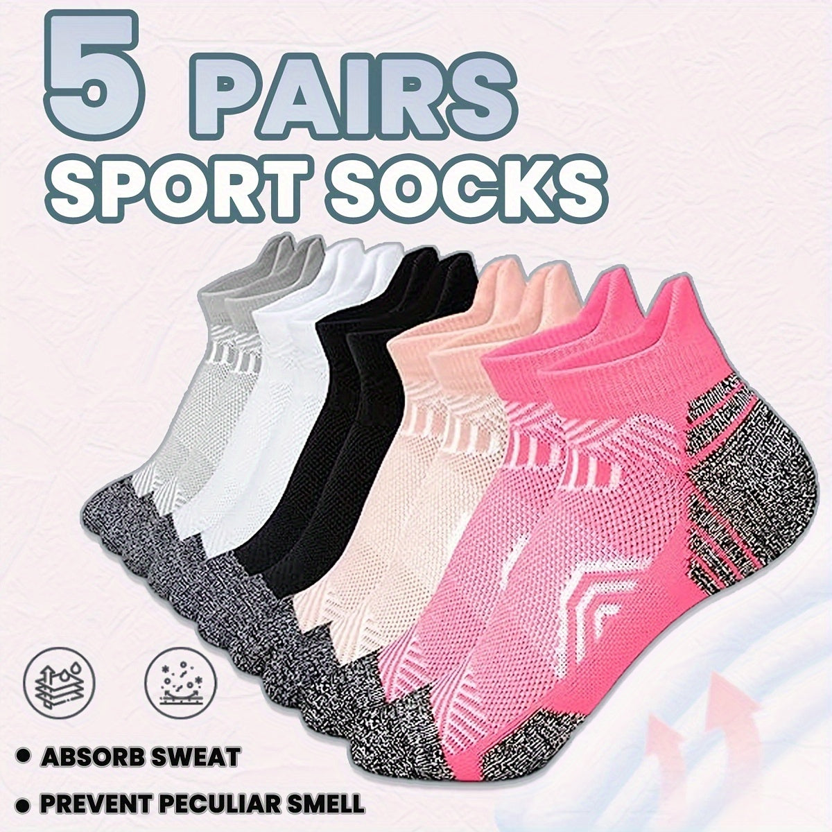 Dames Sokken – Compressie Sport Sokken van Ademend Materiaal, Set van 5 Paar voor Hardlopen en Casual Gebruik 2