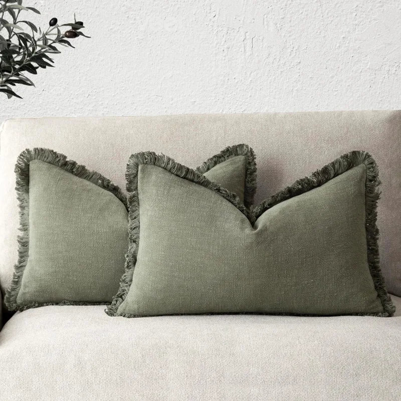 Decoratieve Katoen en Linnen Hoes in Diverse Kleuren – Elegante Woonaccessoire, 45x45 cm en 30x50 cm 2