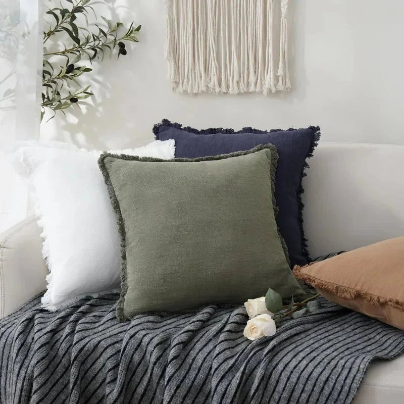 Decoratieve Katoen en Linnen Hoes in Diverse Kleuren – Elegante Woonaccessoire, 45x45 cm en 30x50 cm 3