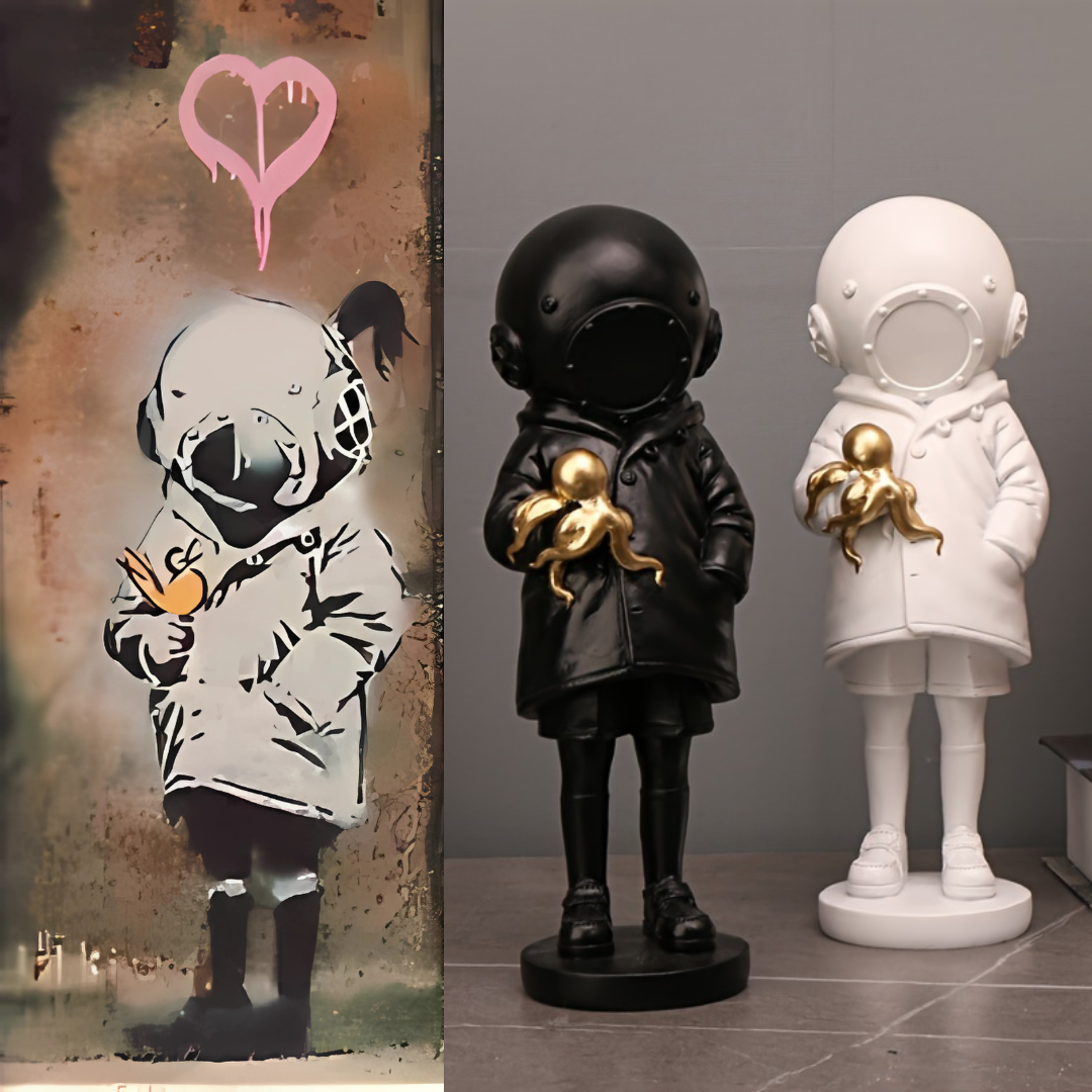 Diepzeeduiker Beeld met Gouden Octopus – Zwart of Wit Kunsthars Interieurdecoratie, 6 x 21,5 cm 7