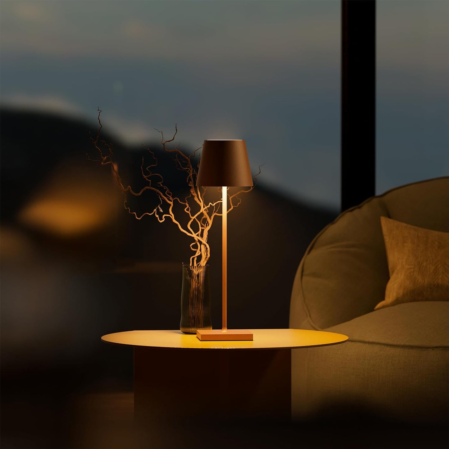 Dimbare Zwarte Tafellamp met Aanraakbediening – Oplaadbare en Draadloze Aluminium Lamp 38 cm 0