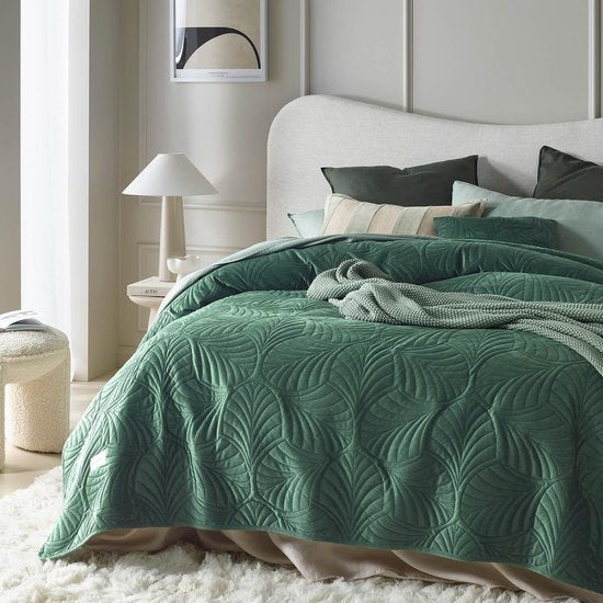 Donkergroene Fluwelen Deken 200 x 220 cm – Luxe Sprei voor Bed en Bank met Oeko-Tex Certificering 3