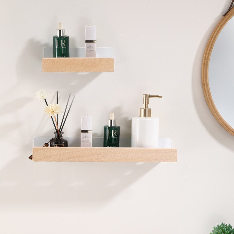 Doucherek Hout Zonder Boren – Wit Badkamer Rekje met Sterke Zuignappen voor Shampoo en Douchegel, 20 cm Breed 2