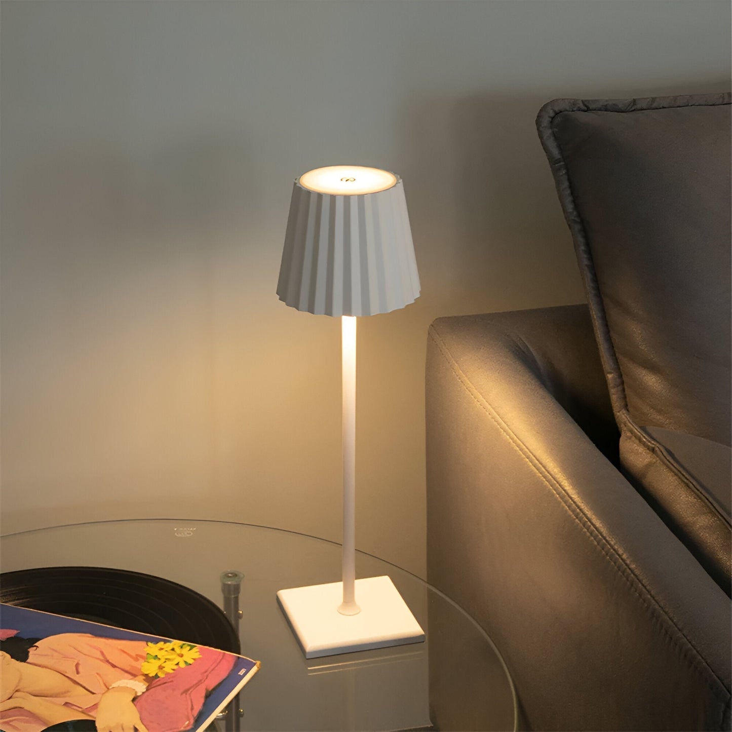 Draadloze Dimbare Tafellamp met Oplaadbare Batterij en Drie Helderheidsniveaus - Elegant Nachtkast Lampje 0
