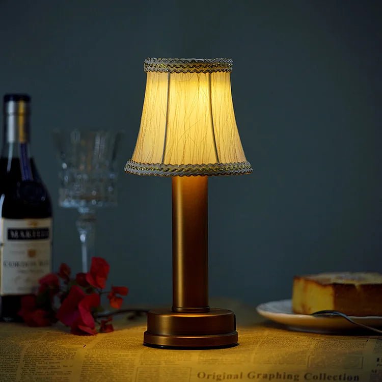 Draadloze LED Tafellamp met Dimbare Verlichting en Afneembare Lampenkap - Goud 3