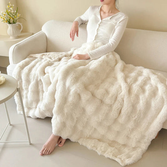 Dubbellaagse Fleece Deken van Imitatie Konijnenbont – Zacht en Warm voor Elk Seizoen, 200x230 cm 1