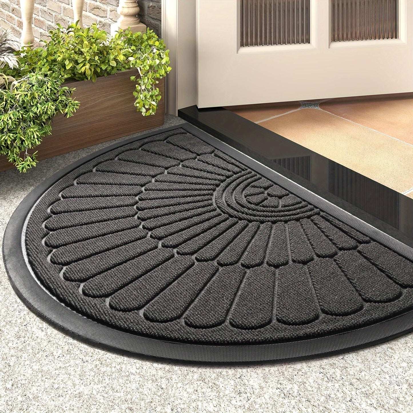Duurzame Halfronde Rubber Deurmat – Niet-slip voor Binnen en Buiten, Ideaal voor Elke Deur, Effectief in Vuilverwijdering 6