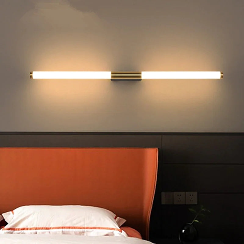 Eenvoudige Moderne Lineaire LED Wandlamp in Wit-Goud – Stijlvolle Verlichting voor Slaapkamer en Woonkamer 3