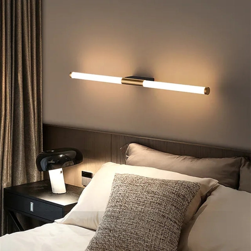 Eenvoudige Moderne Lineaire LED Wandlamp in Wit-Goud – Stijlvolle Verlichting voor Slaapkamer en Woonkamer 5