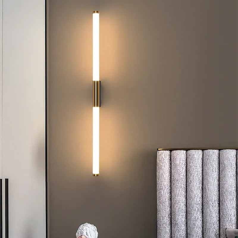 Eenvoudige Moderne Lineaire LED Wandlamp in Wit-Goud – Stijlvolle Verlichting voor Slaapkamer en Woonkamer 6
