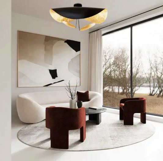 Elegante Golden Oasis Hanglamp met Golvende Kap – Geschikt voor Plafond en Muur 1