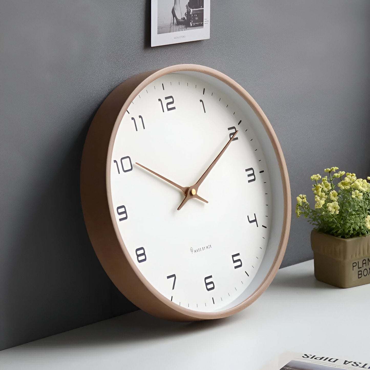 Elegante Houten Wandklok van 30 cm met Minimalistisch Ontwerp en Nauwkeurig Kwartsmechanisme 2