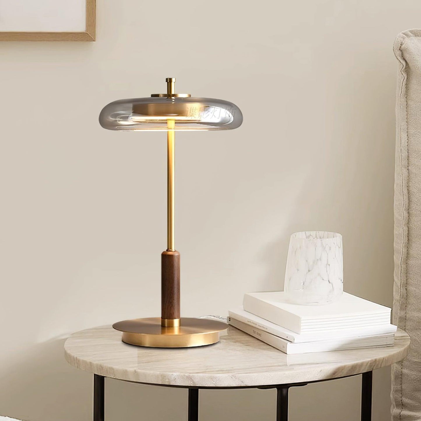 Elegante Tafellamp van Metaal en Glas – Zwart LED Lampje voor Nachtkastje met Warm Wit Licht 5