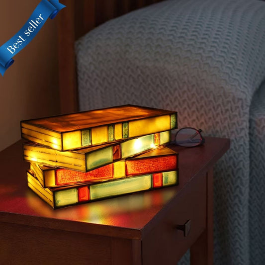 Gebrandschilderde Glazen Boekenlamp - Uniek Multicolor Design voor Warme Verlichting in Woonkamers en Studeerkamers 0