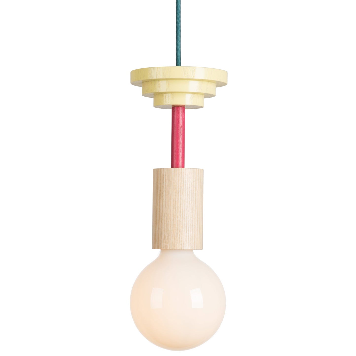 Gekleurde Houten Blokken Hanglamp voor Woonkamer of Eetkamer – Verstelbaar Snoer, Modern Industrieel Ontwerp 11